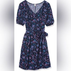 Women's Floral Twill Wrap Midi Dress NWT Size Medium